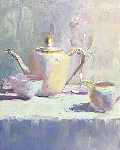 Cekog Paint by Numbers Kit for Adults,60x75cm DIY Canvas Oil Painting by Number Kit for Kids Adults,with Brushes and Acrylic Paints Painting for Home Decoration Tea Set 24x30in Framed