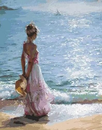 TOCAVE Malen nach Zahlen Ölgemälde nach Zahlen DIY Erwachsene Mädchen Hand Pain Kit Leinwand Ölgemälde Portrait Home Decoration Artwork 40x50cm