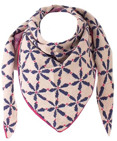 FASHION YOU WANT XXL Schal flauschig schal-tuch damen dicker dreieckstuch groß Wolle BLUME Farben kuschelig (blau)