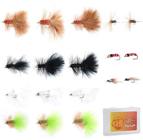 Ansnbo 18PCS Fly Fishing Flies Assortment, Hand Tied Woolly Bugger Flies for Trout Bass Flyfishing, Wet Nymphs Streamer Flies Fly Fishing Lures