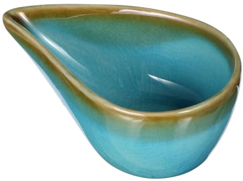 Healeved Blue Ceramic Dish Drop Shaped for Facial Masks and Essential Oil | Drop Shaped Design, Smooth Surface, Easy to Clean, Beauty Salon Home Use 8.5 x 5.5 x 3.8 cm