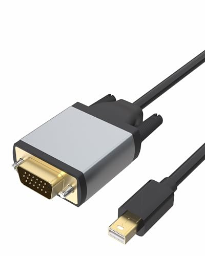 Foboiu Mini DisplayPort to VGA Cable 6 Feet, Mini DP Display Port to VGA Port Cable Male to Male Cord Thunderbolt 2 Compatible with MacBook Air/Pro, Surface Pro/Dock, Monitor and Projector