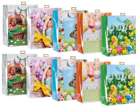 Laro Premium-Line Ostern Große Geschenktaschen Geschenktüten 10-100 Stk Large Ostern Eier, Anzahl:20, Muster Tüten:Large Ostern Eier