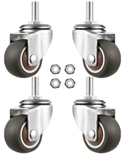 1 Satz 4 Lenkrollen, Lenkrollen Mit Bremse, Trolley-möbelrollen, Geräuscharme Gummi Schwenkrollen, Transportrollen, M8/m10 Schwerlast Lenkrollen,50mm/M10-4nobrakes