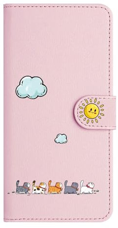 Nokverzy Mobile Phone Case for Samsung Galaxy A15 5G Flip Case Magnetic Card Holder kickstand Animal Cat Patterned Leather Phone Wallet Case Cover for Samsung Galaxy A15 5G Case Wristlet Pink