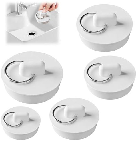 Sink Plug, 5 PCs Bathtub Plugs Rubber Bath Plugs Rubber Drain Stopper Universal Sink Plug with Hanging Drain Stopper Set for Kitchen, Bathtub, Bathroom, 5 Different Size