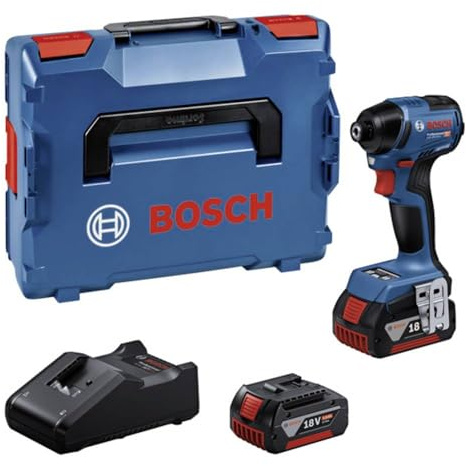 Bosch Professional 18V System Akku Drehschlagschrauber GDR 18V-220 C (bis 3.400 min⁻¹, 220 Nm Durchzugskraft, bürstenloser Motor, inkl 2x 5.0Ah Akku, Ladegerät GAL 18V-40, Connectivity-Modul, L-BOXX)