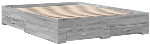 vidaXL Bettgestell mit Schubladen Grau Sonoma 140x200 cm Holzwerkstoff