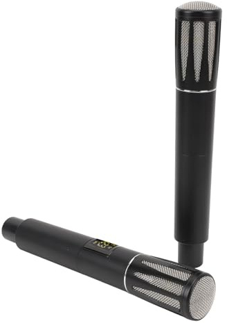 Microphone sans Fil, Système de Micro Dynamique Portatif sans Fil UHF avec Récepteur, Machine de Chant à Portée de 100 M pour Chanter la Parole (Black)