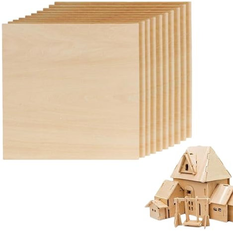 Piezas de madera sin terminar - Azulejos recortados de madera de 10 piezas, madera rústica artesanal | Hojas de contrachapado creativas para el procesamiento flexible, azulejos de madera recortados en