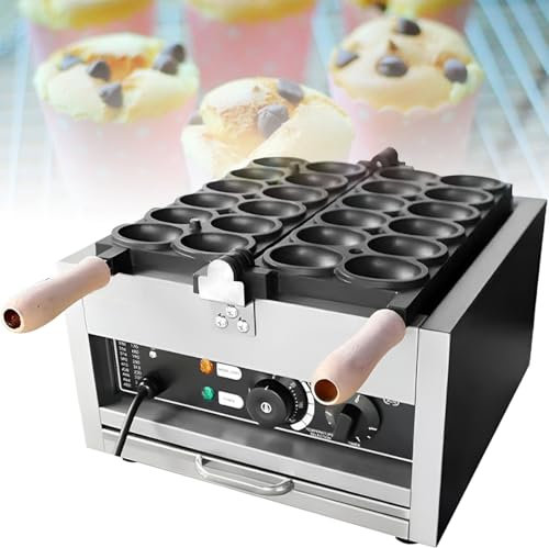 Bubble Egg Waffle Maker, Commercial Bubble Waffle Ball Machine, Double Sided Heating Baking 180° Temperature Adjustable Non Stick Waffle Balls Maker Iron Egg Roll Maker, for Restaurant Parties
