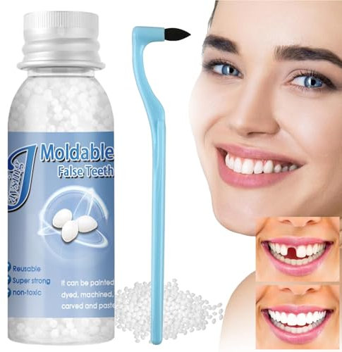 Provisorischer Zahnersatz, Temporäres Zahnreparaturset, Zahnersatz Prothese, Temporäre Zahnreparatur Kit, mit Zahnbürste Stain Remover, Vampire Gefälschte Zahnersatz, für Halloween, Cosplay (30ml)