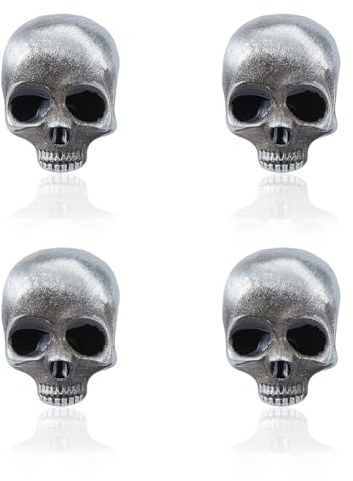 SUPERFINDINGS 4 Stück Gothic Totenkopf Brosche Punk Totenkopf Brosche Anstecknadeln Punk Stil Skelettkopf Brustnadel Legierung Totenkopf Anstecknadeln Halloween Totenkopf Ansteckers