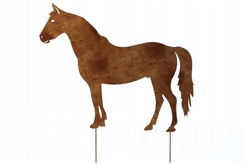 Kapaga - Gartenfigur aus Rost - Metall - Edelrost - Pferd - Höhe 69 cm | auf Einschlagbeinen, Tierfigur, Dekofigur - Dekoration Gartendeko - Gartendekoration