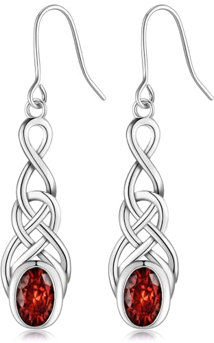 MASOP Ohrringe Hängend Keltischer Knoten Unendlichkeitszeichen AAA Zirkonia Weiß/Rot/Blau/Grün Hängeohrringe Hochzeit Schmuck für Damen Frauen Braut