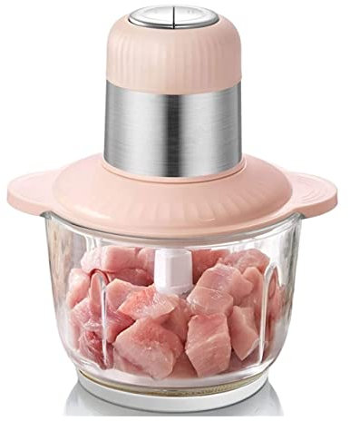 Hachoir électrique, robot culinaire, hachoir à viande, lames en acier inoxydable, bol en verre sans BPA de 2 L pour viande, légumes, fruits, 2 vitesses, rapide et lent, 300 W (taille : gris) ( )