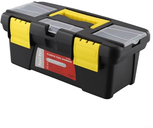 Zweischichtiger Kunststoff-Werkzeugkasten, Mini-Aufbewahrungsbox für Werkzeuge und Zubehör, Schwarz, 25,4 cm (ohne Innenschicht)