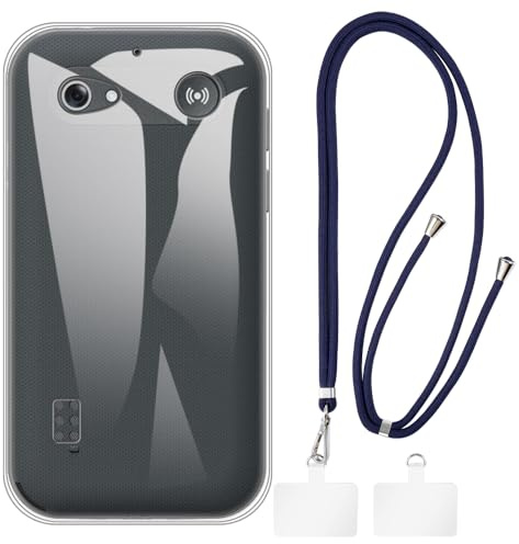 Case and Lanyard for Doro Leva X10 - Clear+Black | 2.4 Set Including Protective Cover & Detachable Crossbody/Neck Strap with Metal Buckles and 2 Patches