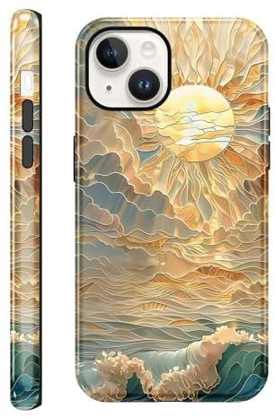 Yirlbey Fodral för iPhone 15 Fragment, Aesthetic Färg Mönster Utskrift, Tunn Silikonfodral Design för Flickor Kvinnor, Stötsäker Stötsäker Stötsäker Skyddshölje för iPhone15 6,1 tum, sol