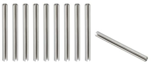 PATIKIL Slotted Spring Pin, 10 Pcs 1/4 x 2-3/4 (6.35mm x 70mm) 304 Stainless Steel Split Roll Pins Spring Dowel for Home Improvement Automotive Machine Repair, Silver