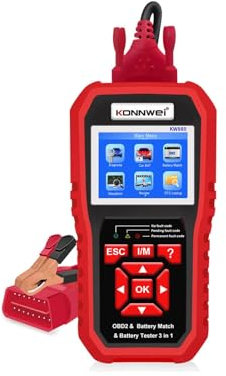 KONNWEI KW880 OBD2 Scanner, Car Battery Tester, Matching Tool, Complete OBDII Diagnostic Code Reader for All Car 1996 and Later, 12V Battery Analyzer, Live Data, Error Code Reader Tool