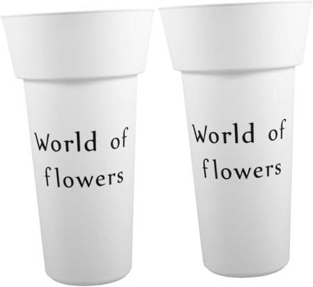 Secchio per Fiori 2 Pezzi in Pp Bianco, Semplice e Moderno