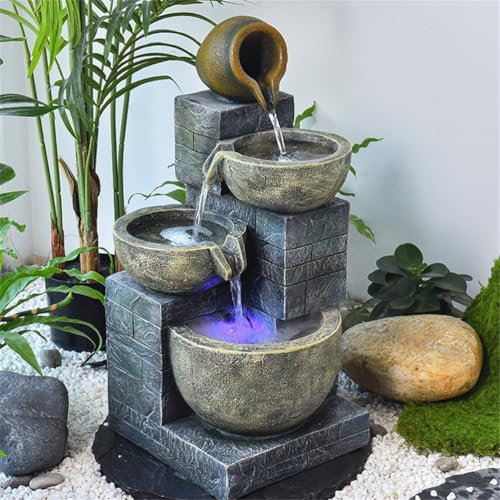 Fontana da giardino per esterni, decorazione zen per interni ed esterni, cascate in resina per pavimenti, portico e decorazioni artistiche per la casa, per giardino, patio, cortile, terrazza,B