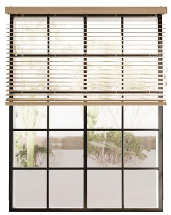 Cocoon Stores vénitiens intérieurs en Bambou (Bois Naturel, 130 x 240 cm) - Design Naturel et élégant – Lamelles orientables de 50 mm, avec cantonnière et Clip de sécurité