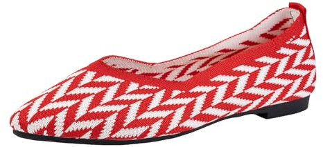 Xbemkste Ballerina-skor för kvinnor, bekväma platta skor, söta balettskor, bärbara, låg kilklack, sommarskor för damer, eleganta ballerinaskor, röd, 38.5 EU