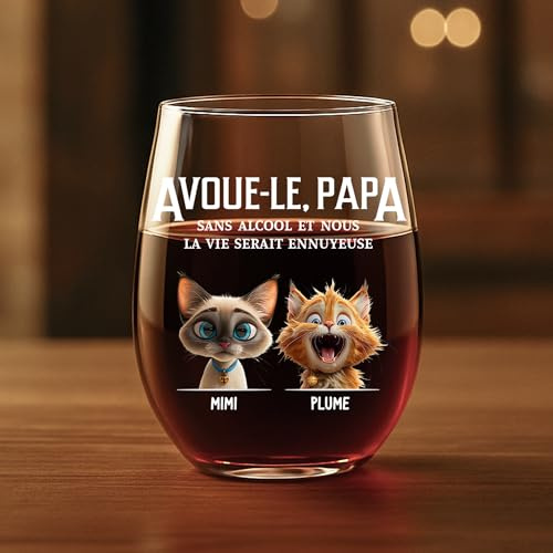 Cadeau Plus Verre À Vin Personnalisé - Avoue-Le Avec Chat - Cadeau Motif Chat, Verre Patte De Chats, Verre A Vin Personnalisé Avec Prénom (#2)