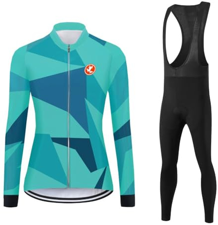 UGLY FROG 25NvZR Winter Thermofleecefutter Damen Radtrikot Fahrradbekleidung Set Trikot Langarm & Radhose mit 20D Sitzpolster MTB Radsportanzug mit 3 Taschen