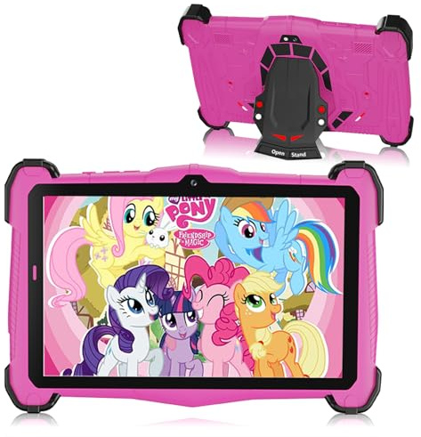 YATIOM Kids Tablet 7 inch Android 15, Tablet for Kids with 10GB RAM 64GB ROM Bluetooth IPS Screen Parental Control Dual Camera, for Educational Games,Great Gift for Kids (Pink)