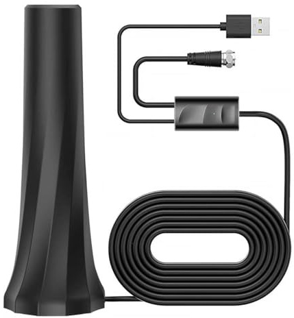 TV Antenna Indoor Long Range, Supports 4K 1080p Digital Antenna for Smart TV Indoor with Signal Amplifier 16ft HDTV Coax Cable