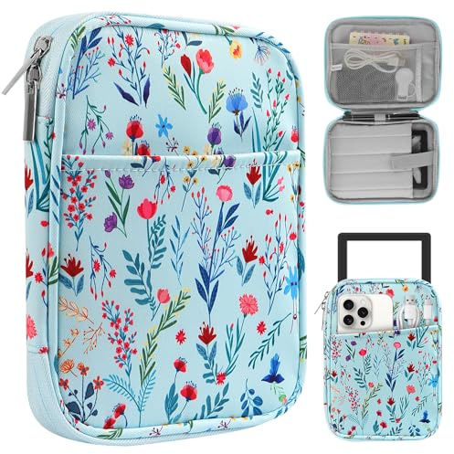 HoYiXi Universal Sleeve Bag for 6-6.8 inch E-Book Reader Compatible with 6.8 Kindle Paperwhite 2025-2012/6 All-new Kindle/Kobo/PocketBook,6 EReader With Anti-Drop Protective Cover,flower 2
