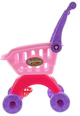 VICASKY Mini Pretend Play Shopping Cart for Handcart with Mini Fruit Realistic Supermarket Trolley Role Play Basket Quick Setup Grocery Store for Imaginative Indoor and Outdoor Fun