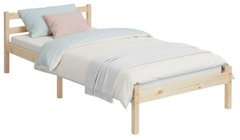 FurnitureR Cadre de Futon en Bois, Cadre en Pin, Tête et Pied Minimalistes Style Nordique, Rangement sous Le Lit, Idéal Enfants, Ados, Adultes ou Chambre d'amis, Couleur Bois Naturel, 90 x 190cm