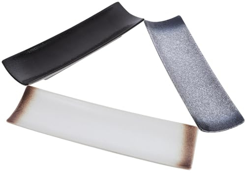 Angoily Set 3 Pezzi Piatti da Sushi in Ceramica Rettangolari, Vassoio per Sushi in Ceramica per Ristorante e Casa, Stoviglie per Portata Snack in Stile Giapponese Stile Stile Casuale