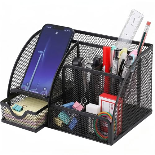 FYting Organizador Escritorio,Portalapices Escritorio,Estante deMetal-Negro