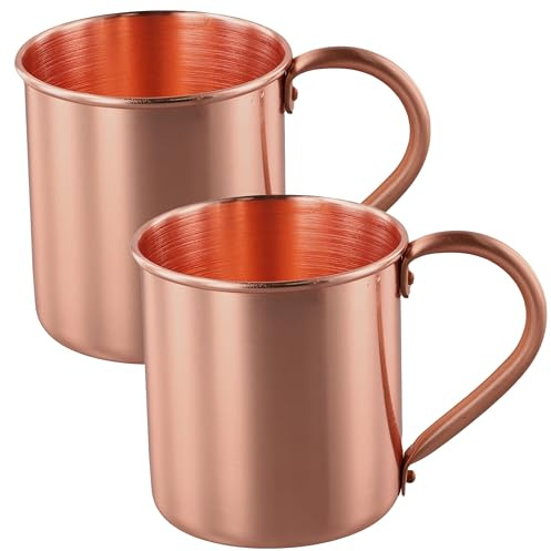 450ML Kupferbecher reines Kupfe, Reiner Kupferbecher Becher für Cocktail Kaffee Bier Camping Trinkgläser, Kupfer Becher Party Geschenk (X2)