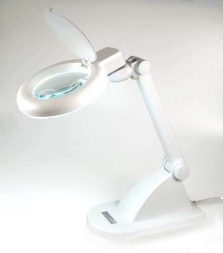 Lampada con luce diurna e lente d'ingrandimento, Plastica, Bianco