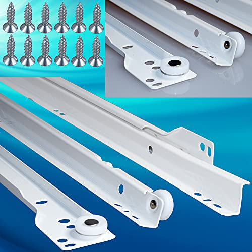 Stahlia (1 Paar) Schubladenschienen Rollenführung Teilauszug Weiß 500mm Schubladenauszug Schienen Führungsschiene Schienen mit Rollen Laufschiene