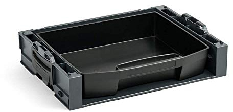Rack de rangement empilable i-Rack anthracite | Organisateur modulaire avec tiroir LS 72 noir | Compatible avec L-BOXX