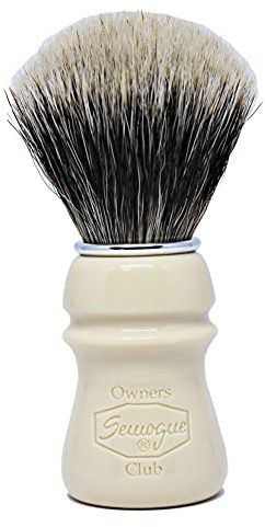 Semogue Rasierpinsel Dachs, Zwei Streifen, SOC Elfenbein, einzigartig, Standard