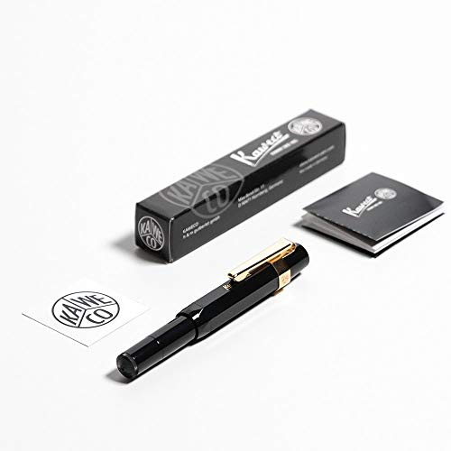 Kaweco Sport Classic Fountain Pen Black, Fine Nib Sport Octagonal Clip Gold