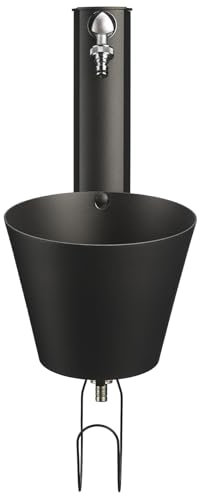 BEL FER Fontana da Giardino a Parete con Due rubinetti e Secchio Rimovibile, Completa di Porta Gomma, Modello 42/ PRS (Antracite)