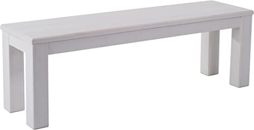 Brasilmöbel Sitzbank 140 cm Rio Classico Pinie Weiss Massivholz aus Pinie, Verschiedene Größen & Farben, ideal für Esszimmer & Küche