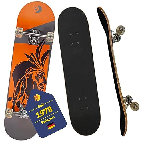 B Best Sporting Skateboard Indianer - Holz & Aluminium Skateboard für Erwachsene - ABEC 5 Kugellager - 78,5 x 20,4 cm - Indianer Design