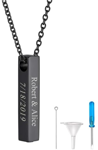 FindChic Collier Urne Funéraire Cendre Crémation Femme Homme Colliers Pendentif Prénom Personnalisé Acier Inoxydable Arbre de Vie/Colonne/Chat/Coeur Collier Souvenir Bijoux pour Animaux