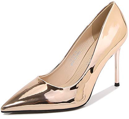 CYwinterB High Heels Metallisch Plateau Plattform Pumpe Sexy Spitz Stilett Frauen Schuhe Einfachheit elegant Büro Bankett Formelle Anlässe Pumps Kleider Große Größe Pumps 35-46