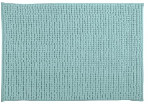 MSV – Chenille-Mikrofaser-Badematte – Langflorig, rutschfest – Maschinenwaschbar – Praktische Aufhängeschlaufe – Optimaler Komfort und Hygiene – Ozeanblau – Einzelmatte – 40 x 60 cm